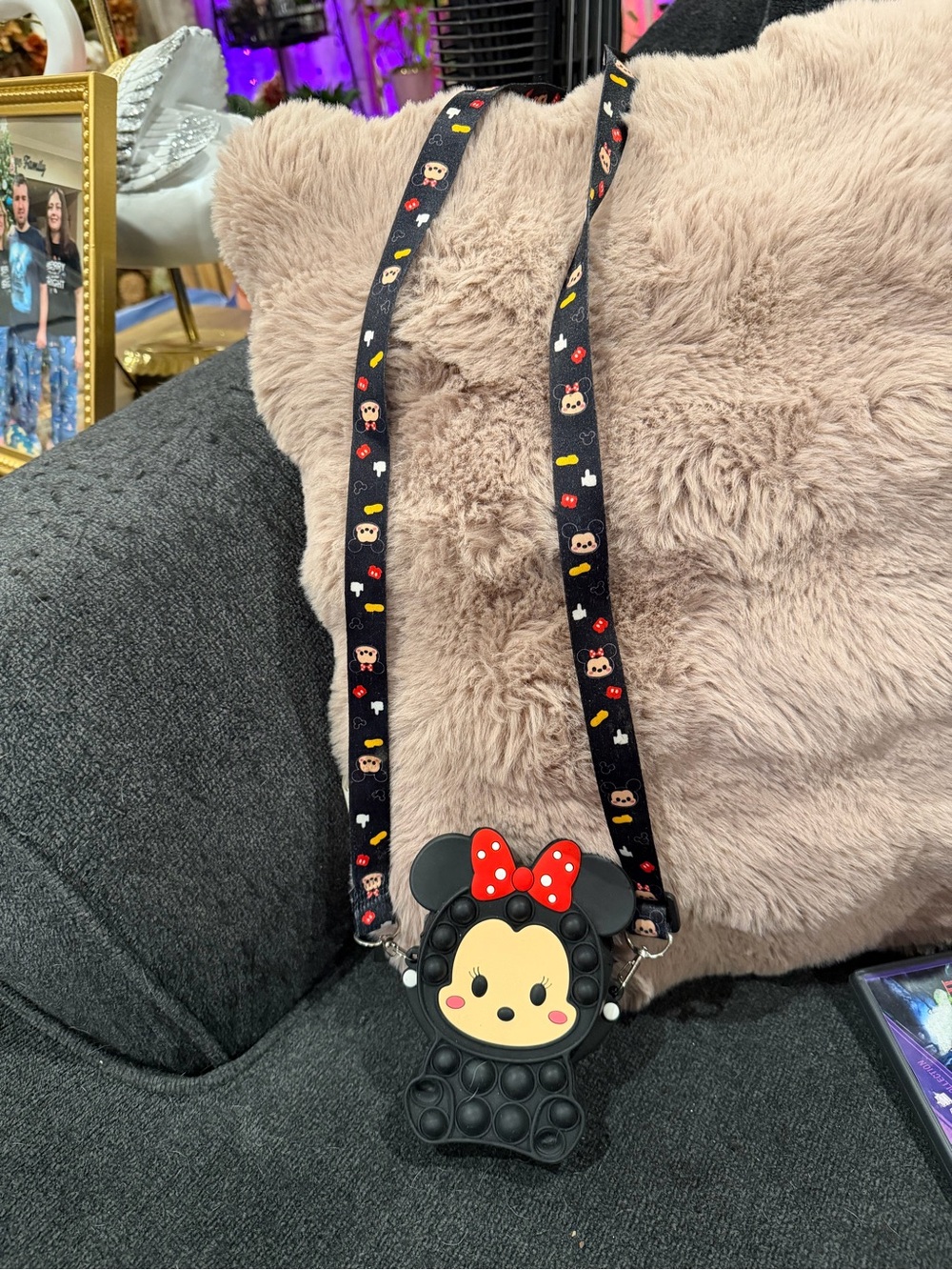 Disney Black Minnie Mouse Pop-It Crossbody Bag with Red Bow